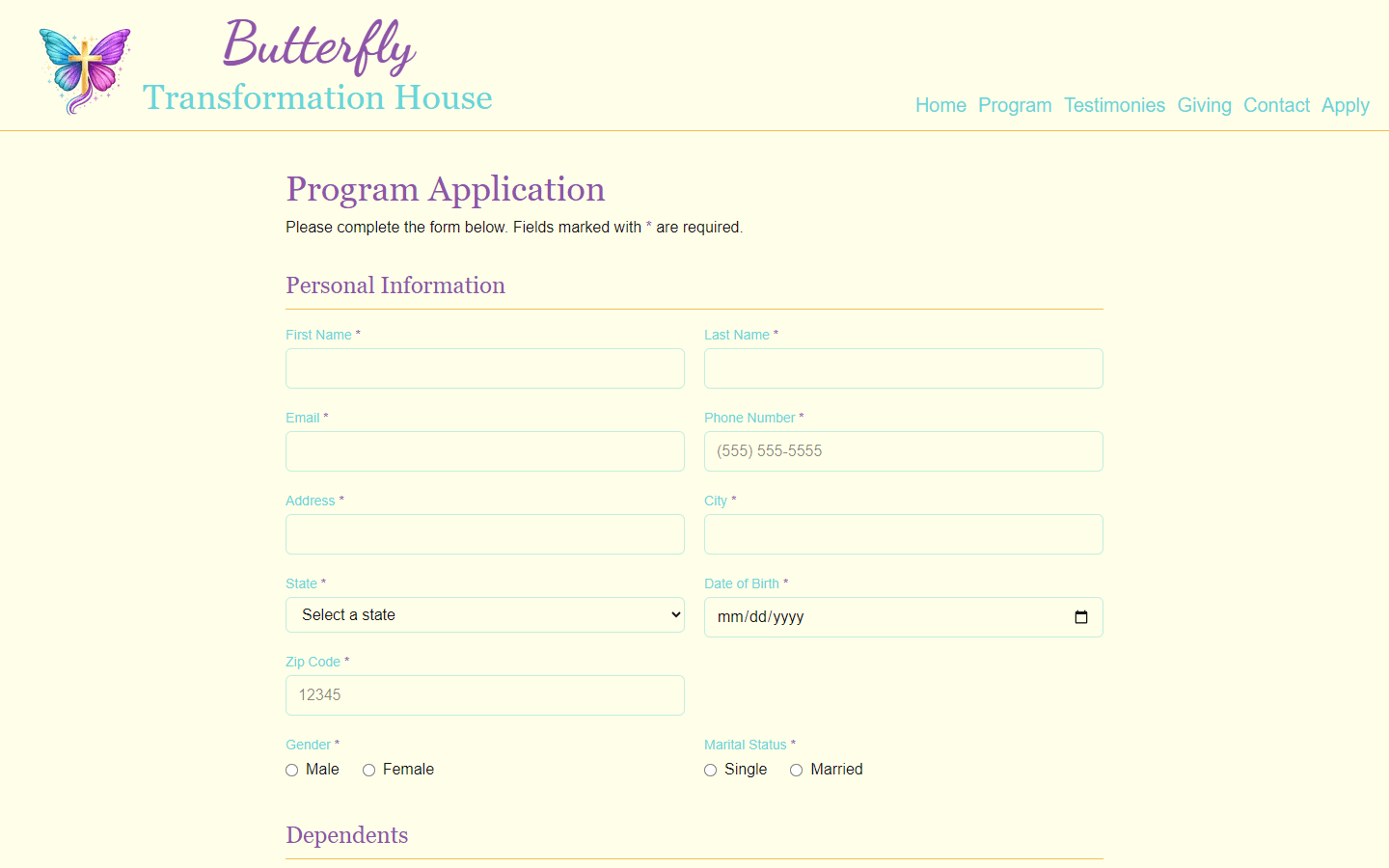 The program application form